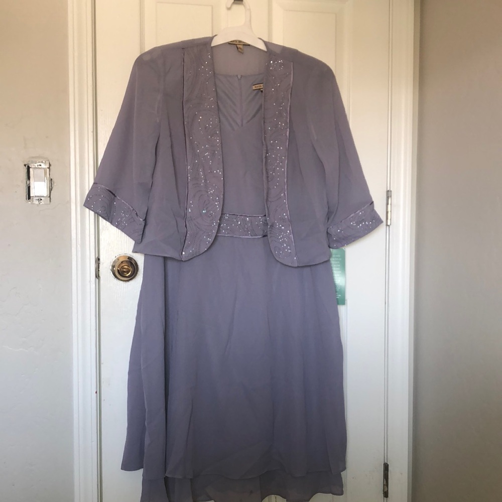 Maya Brooke Womens 2 Piece 3/4 Sleeve Sheer Jacket Dress New With Tags Size 16W